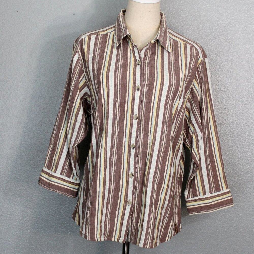 COLUMBIA Long Sleeve Striped Button Up Outdoor Shirt Size XL